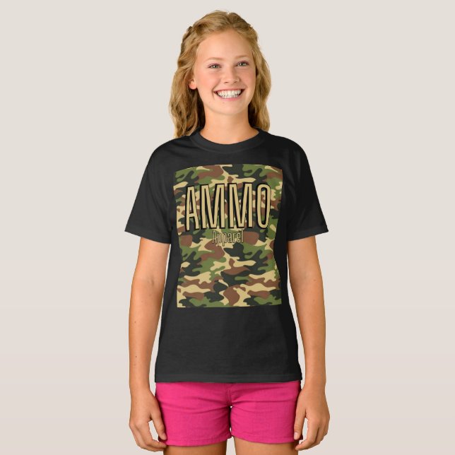 camiseta del Chica de impresión del ejército clási (Anverso completo)