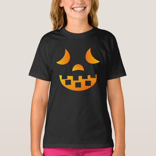 Camiseta del Chica de la cara de Halloween Jack-o' (Anverso)