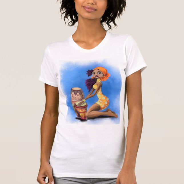 Camiseta del Chica de tambores africano (Anverso)
