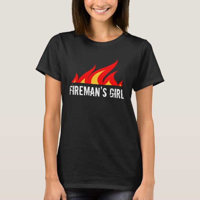 Camiseta del chica del bombero para la esposa o la (Anverso)