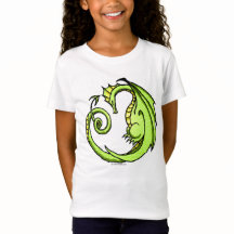 Camiseta del chica del dragón verde adormilado