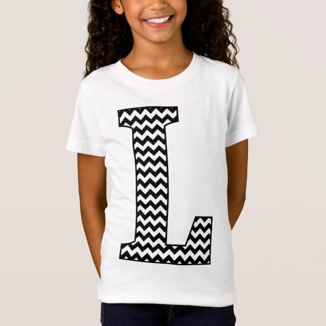 Camiseta del Chica del Monograma L de Chevron blan (Anverso)