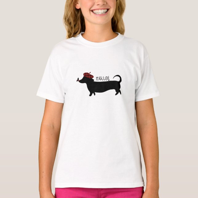 Camiseta del chica del perro de salchicha (Anverso)