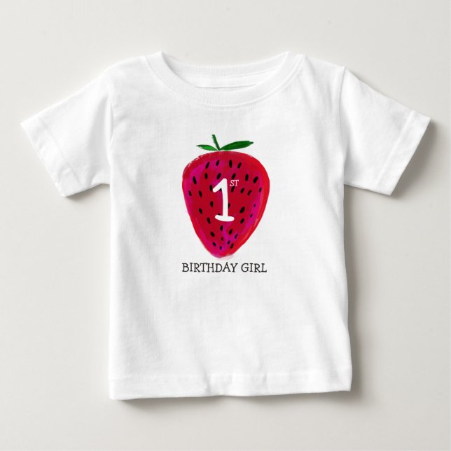 Camiseta del Chica del primer cumpleaños de fresa (Anverso)