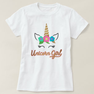 Camiseta del chica del unicornio/camiseta del