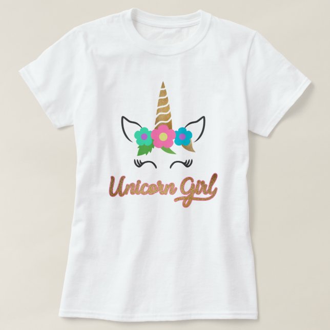 Camiseta del chica del unicornio/camiseta del (Diseño del anverso)