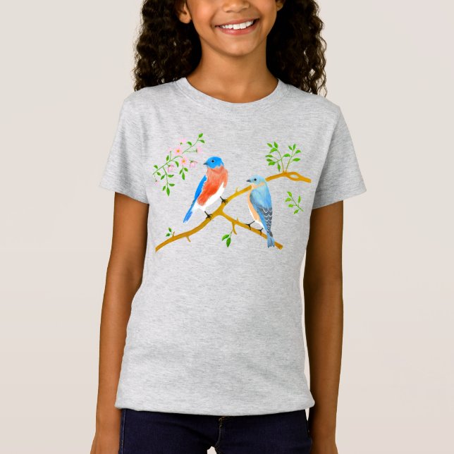 Camiseta Del Chica Gris Bluebirds (Anverso)
