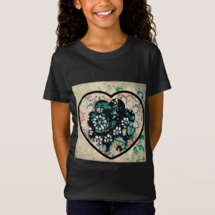 Camiseta del Chica Retro Estilo Corazón Femenino