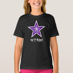 Camiseta del chica "STAR!" blanco de Estrella Púrp