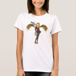 Camiseta del Chica Steampunk Dragon con Cabecera R