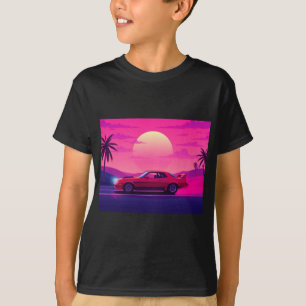 Camiseta del chico del coche al atardecer del juga