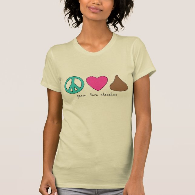 Camiseta del chocolate del amor de la paz (Anverso)