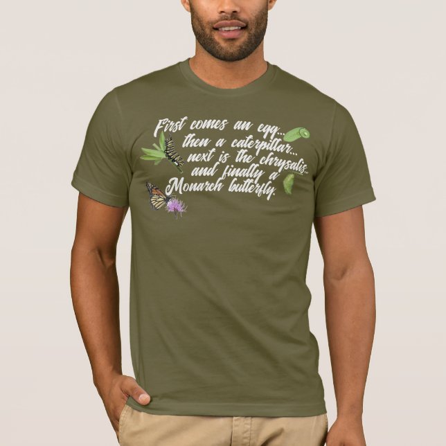 Camiseta del ciclo de vida de la mariposa monarca (Anverso)