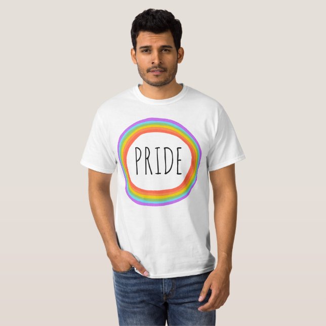 Camiseta del círculo del arco iris del ORGULLO (Anverso completo)