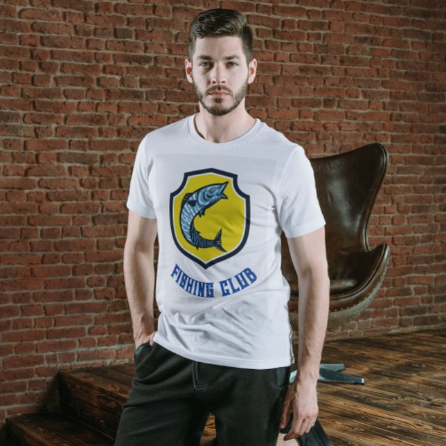 Camiseta del club de pesca azul amarillo (Subido por el creador)