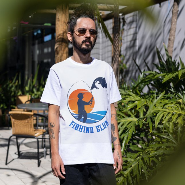 Camiseta del club de pesca Minimalista azul naranj (Subido por el creador)