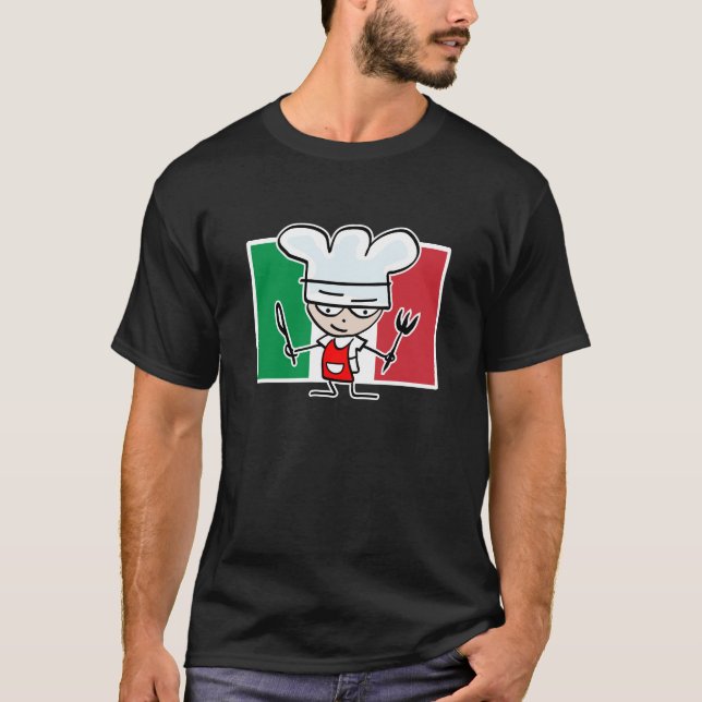 Camiseta del cocinero con la bandera italiana y el (Anverso)