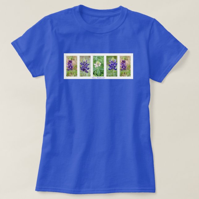 Camiseta del collage del Bluebonnet de Tejas (Diseño del anverso)