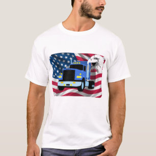 Camiseta del conductor de camión con la bandera y