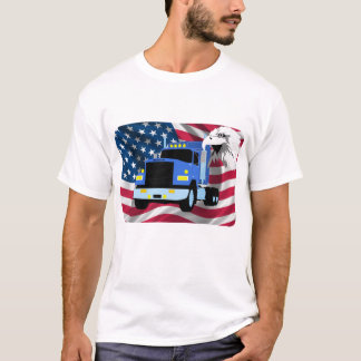 Camiseta del conductor de camión con la bandera y