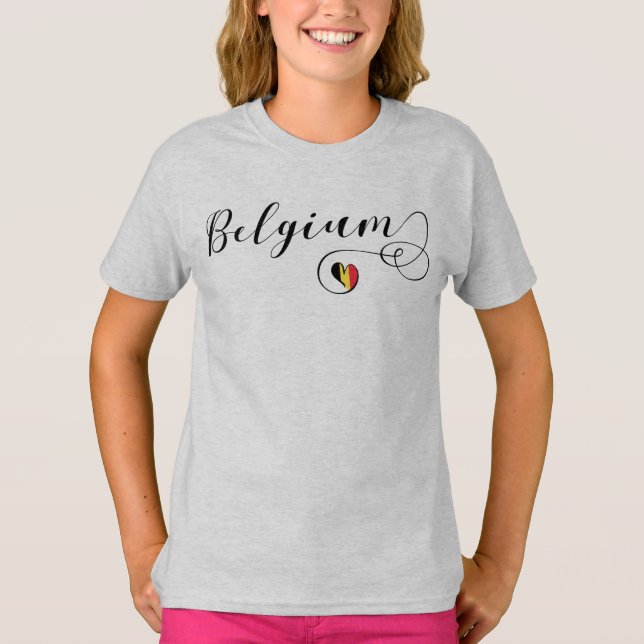 Camiseta del corazón de Bélgica, bandera belga (Anverso)