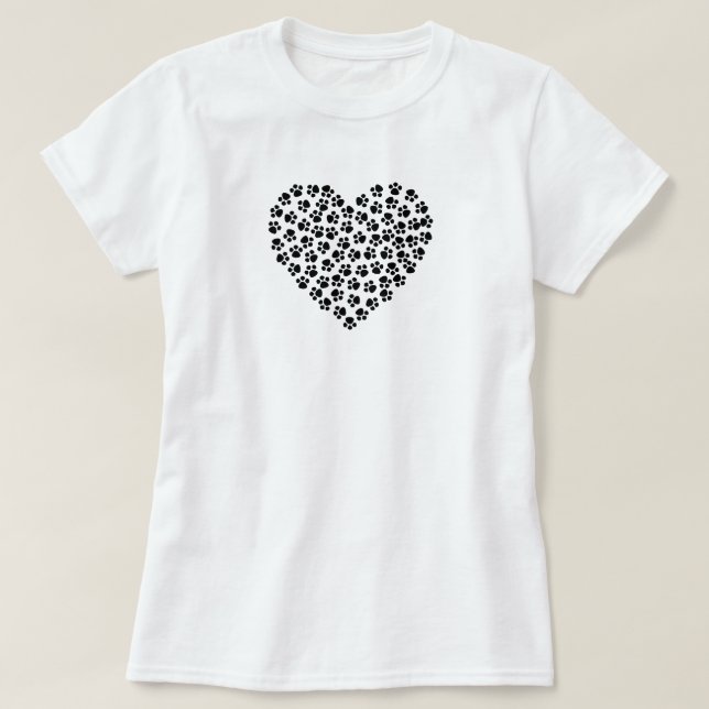 Camiseta del corazón de Dog Paw (Diseño del anverso)
