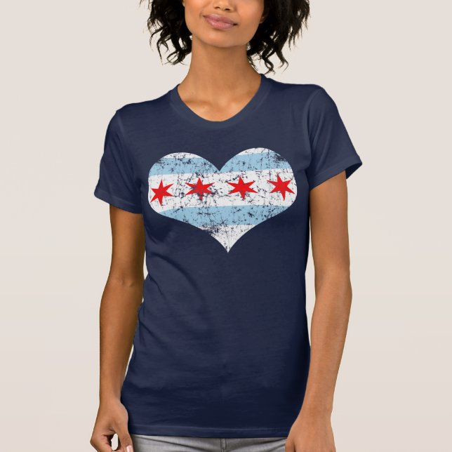 Camiseta del corazón de la bandera de Chicago (Anverso)