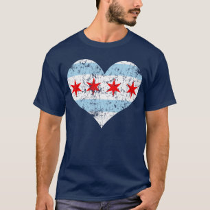 Camiseta del corazón de la bandera de Chicago