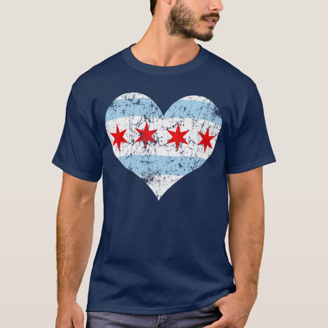 Camiseta del corazón de la bandera de Chicago (Anverso)