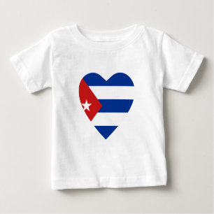 Camiseta del corazón de la bandera de Cuba
