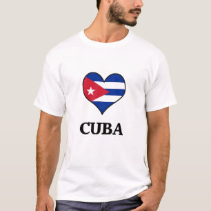 Camiseta del corazón de la bandera de Cuba
