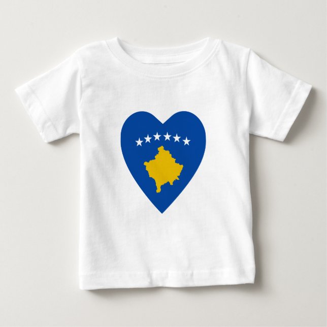 Camiseta del corazón de la bandera de Kosovo (Anverso)