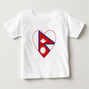Camiseta del corazón de la bandera de Nepal