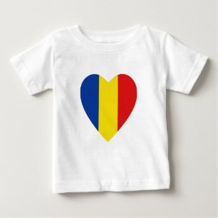 Camiseta del corazón de la bandera de Rumania