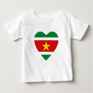 Camiseta del corazón de la bandera de Suriname