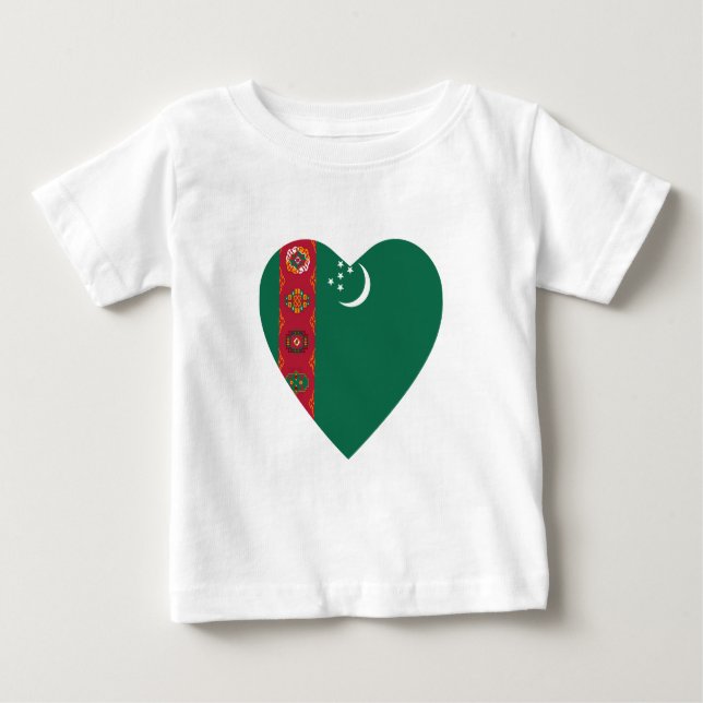 Camiseta del corazón de la bandera de Turkmenistán (Anverso)