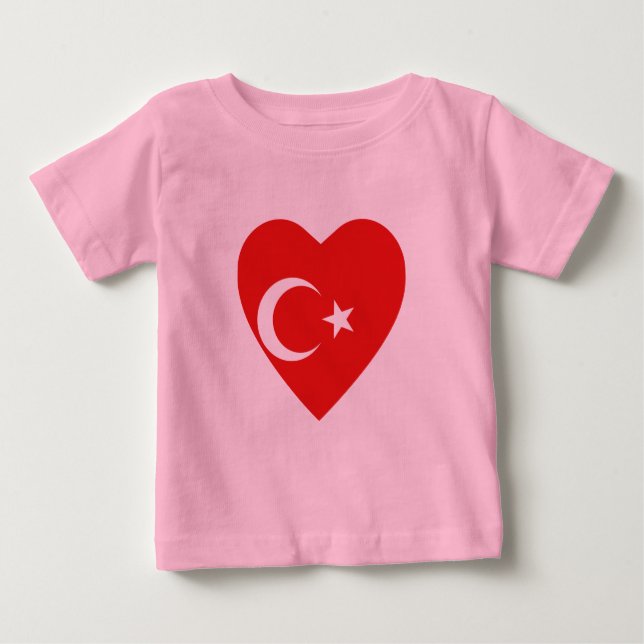 Camiseta del corazón de la bandera de Turquía (Anverso)