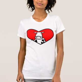 Camiseta del corazón de la vaca