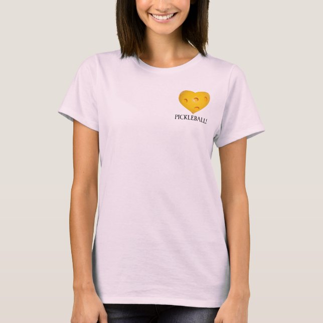 Camiseta del corazón de Pickleball del amor (Anverso)