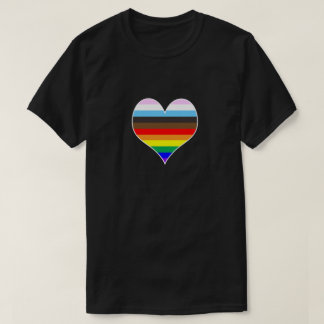 Camiseta del corazón del arcoiris (oscura)