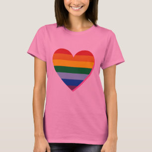 Camiseta del corazón del cártel del arco iris de