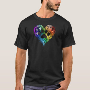 Camiseta del corazón del corazón del arco iris de 