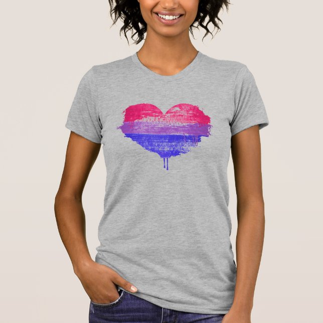 Camiseta del corazón del Orgullo Bi (Anverso)