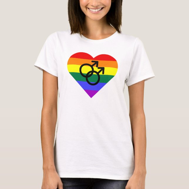 Camiseta del corazón del orgullo gay (Anverso)