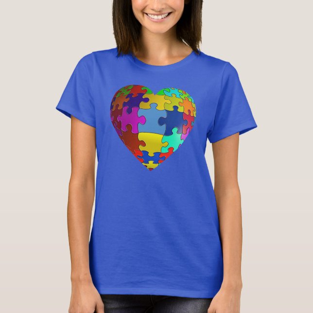 Camiseta del corazón del rompecabezas de la (Anverso)