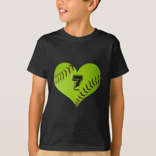 Camiseta del corazón del softball