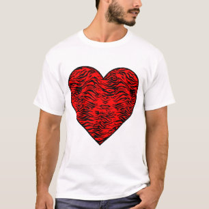Camiseta del corazón del tigre rojo para niños