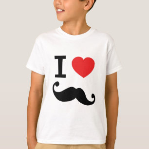 Camiseta Del corazón I bigote twirly