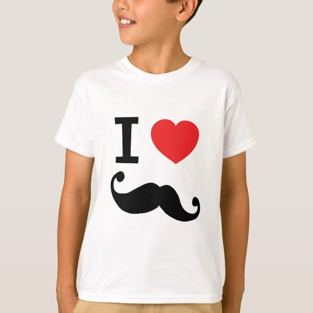 Camiseta Del corazón I bigote twirly (Anverso)