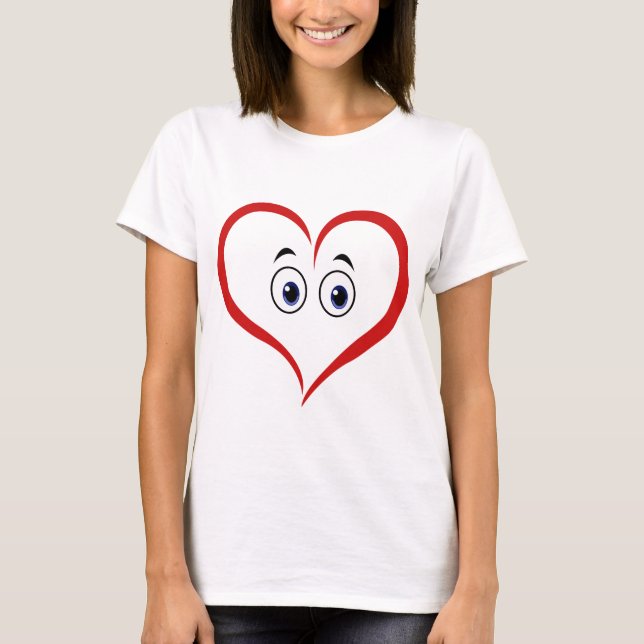 Camiseta del corazón rojo de amor divertido (Anverso)